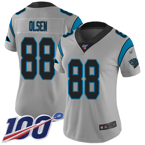 Carolina Panthers Limited Silver Women Greg Olsen Jersey NFL Football #88 100th Season Inverted Legend->carolina panthers->NFL Jersey